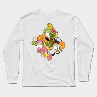 Tropical Fruit and Juice Boxes Long Sleeve T-Shirt